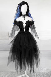 Unique Black Off The Shoulder Layered Tulle Homecoming Dress,Beautiful Semi Formal Prom Dress